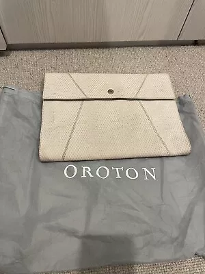 $120 • Buy Preowned Oroton Rectangular White Clutch With Dustbag