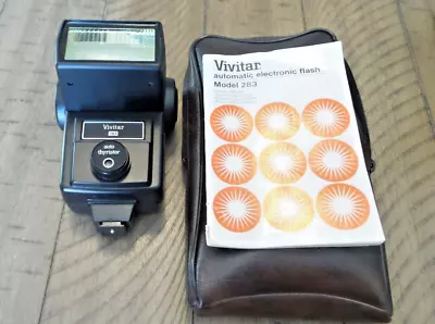 Vintage Vivitar 283 Auto Thyristor Shoe Mount Electronic Flash Manual & Case. • $9.50