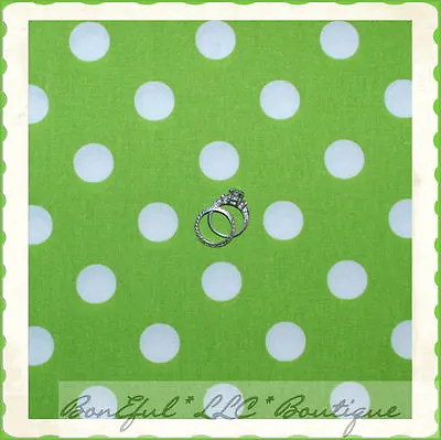 BonEful Fabric FQ Cotton Quilt VTG Lime Green White Minnie Mouse Irish Polka Dot • $4.94