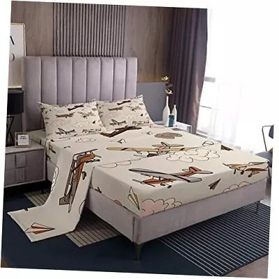  Airplanes Sheet Set Kids Vintage Airplane Bed TWIN (W39*L75*H16 ) Airplane 04 • $56.98