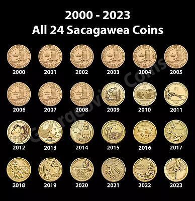 ***COMPLETE Sacagawea Dollar 24 Coin BU Set*** (years 2000-2023) US Mint Coins • $98.99