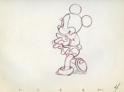 MINNIE MOUSE CLASSIC LARGE POSE DISNEY PRODUCTION ANIMATION CEL DRAWING 1930's • $249