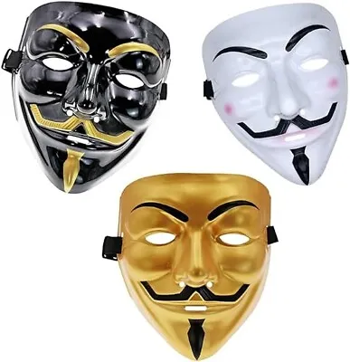DWTECH 3 Pack V For Vendetta Mask Adults Kids Guw Fawkes Mask Anonymous Mask • £5.78