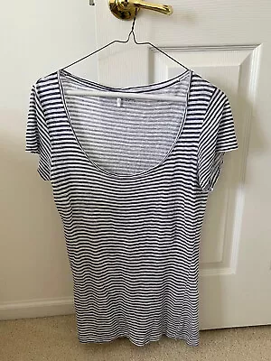 Majestic Paris Womens Top 100% Linen Blue & White Stripe Size 3 • $29.99