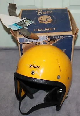 Vintage 1960-70's Buco Enduro Helmet 1680-yellow 6 7/8-71/2 Original Box • $149.99