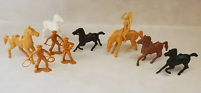 Hard Bright Plastic Cowboys & Indians & Horses Western Figures Unbranded Vintage • $19.80