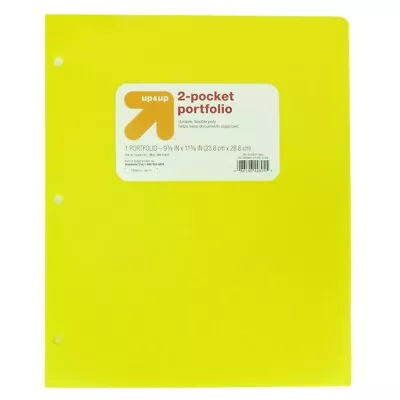 2 Pocket Plastic Folder Yellow - Up & Up™ - Pack Of 9 • $6.99