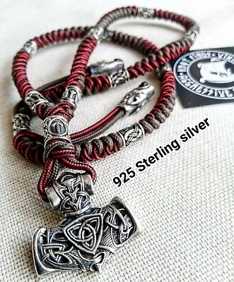 Bloody Stripe Norse Necklace 925 Sterling Silver Viking Jewelry Gift For Men • $299.99