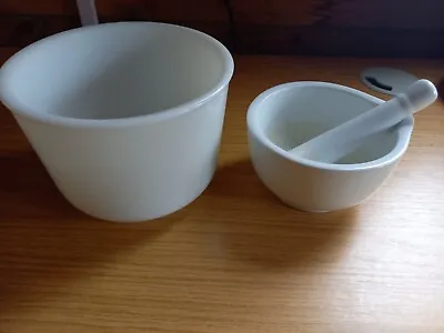 M & S Pestle & Mortar Large PLUS White Glass Mixing Bowl Kenwood Chefette? • £20