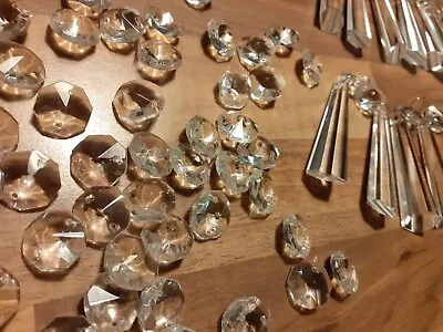 £15 • Buy Pack Of Glass Flat Icicle 6cm & Octagon Flat Shape 14mm Chandelier Crystals. 