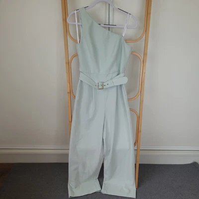 $45 • Buy Forever New Size 10 Jumpsuit Wide Long Leg One Shoulder Belted Mint Green