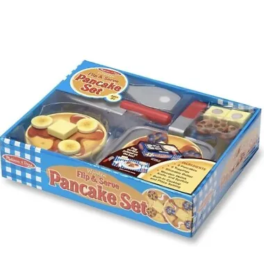 Melissa & Doug Toy Food Pancake Set Wooden Playset Kitchen Pretend Play • £22