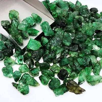 Earth Mined Zambian Green Emerald Uncut Certified Precious Gemstone Rough Lot • $130.49