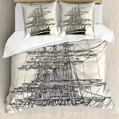 Pirate Ship Duvet Cover Sail Boat Vintage • £32.99