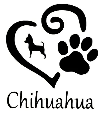 £2.99 • Buy Chihuahua Heart And Paw Vinyl Decal Sticker For Car Van Lorry Camper Boat Wall