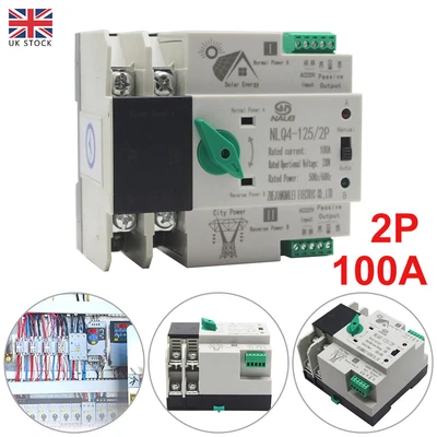 £24.24 • Buy 2P 100A Dual Power Automatic Transfer Switch Generator Changeover Switch 230V UK