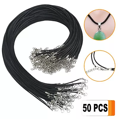 50PCS 18  Necklace Leather Cord Chain Braided Rope For Jewelry Making W/ Clasps • $9.48