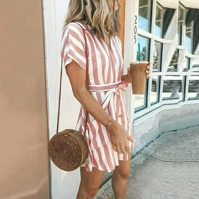 $11.05 • Buy 2019 Women Home Midi Dress Ladies Summer Beach Short Sleeve Casual Dress
