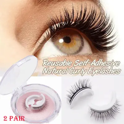 £3.99 • Buy Glue Free False Eyelashes Natural Curly Reusable Self-adhesive 3D Mink Lashes UK