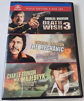 Charles Bronson Triple Feature DVD 2012 3 Disc Death Wish 3 Mechanic Mr Majestyk • $26.99
