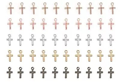 50 Pcs Mini Cross Charms Pendants For Jewelry Making Finding Necklace Bracelet • $8.96