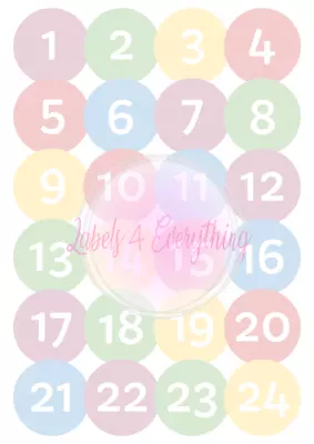 Countdown Stickers Number 1-24 Birthday Create Own Advent Party Calendar • £1.99