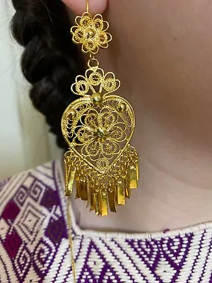 Gold Plated Heart Artisan Made Mexican Fine Filigree • $35