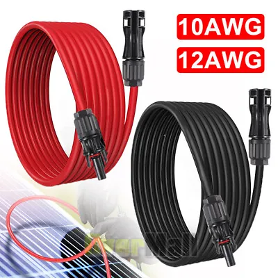 $10.91 • Buy 10AWG Black+Red Solar Panel Extension Cable Silicone Flexible Wire W/ Connectors