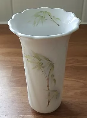 £15.99 • Buy Park Rose Pottery - Bridlington 6.5  White/green Bamboo Decorated Trumpet Vase
