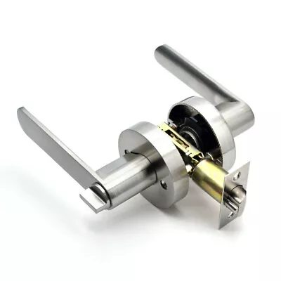 Internal Door Handle Privacy Entry Bathroom Bedroom Door Lever Lock Set W/Keys • £15.03