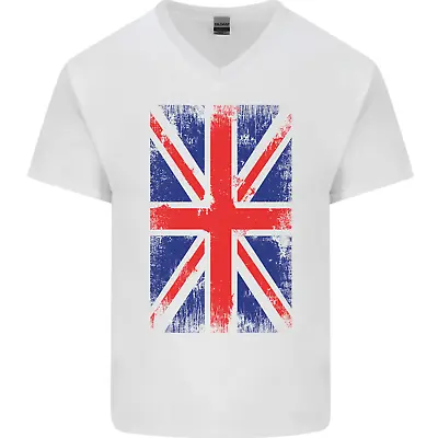 Union Jack British Flag Great Britain Mens V-Neck Cotton T-Shirt • £11.49