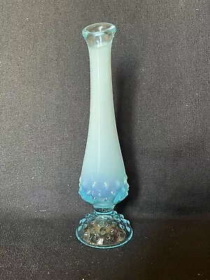 Vintage FENTON ? Aqua & Opaque Blue Glass Hobnail Swung Bud Specimen Vase • $35