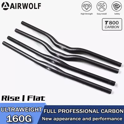 AIRWOLF Full Carbon Fiber Mountain MTB Bike Handlebar Flat/Rise Bar 31.8mm 3K • $27.99