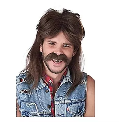 Men Mullet Wig Brown 70s 80s Rock Star Wig Halloween Cosplay Costume Fancy Pa... • $16.31