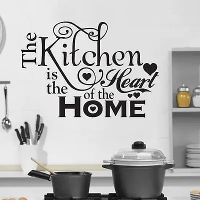 The Kitchen Is The Heart Of The Home Quote Wall Stickers Removable Decals DIY • £4.99