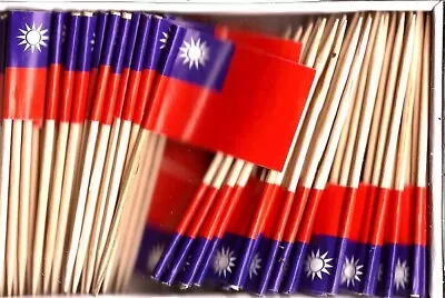 One Box Of 100 Taiwan Toothpick Flags 100 Small Mini International Flags • $5.95