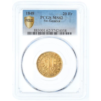 $6500 • Buy [#908010] Coin, SWISS CANTONS, GENEVA, 20 Francs, 1848, Genève, Very Rare, PCGS,