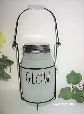 Rae Dunn GLOW Frosted Glass Mason Jar Hanging LED Light Lantern Home Decor  • $23.95