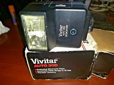 Vivitar Auto Thyristor 30D Shoe Mount Electronic Flash 30' For Canon Nikon Ricoh • $3.99
