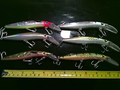 6 Brand New Hard Body Barramundi  Fishing Lures With VMC Hooks And Rattles • $30