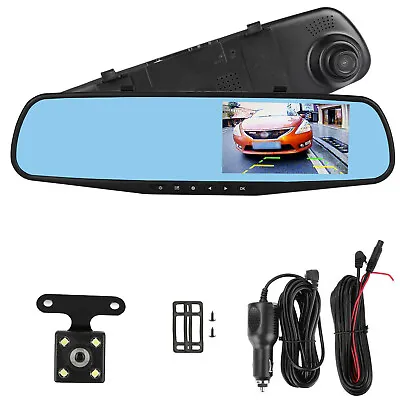 1080P Rearview Mirror Car DVR Dual Dash Cam Camera Front Rear HD Video Recorder • $17.95