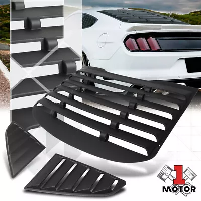 Black Rear+Side 1/4 Window Louvers Sun Shade Cover Vent For 15-18 Ford Mustang • $160.89