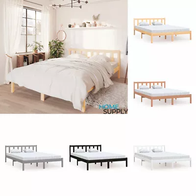 Modern Wooden Solid Pinewood Large 160X200 Cm Queen Size Bed Frame Base Wood • £103.99