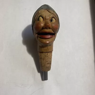 Vintage Anri Carved Wooden Mechanical Head Spout Bottle Stopper Cork Depose Old • $42