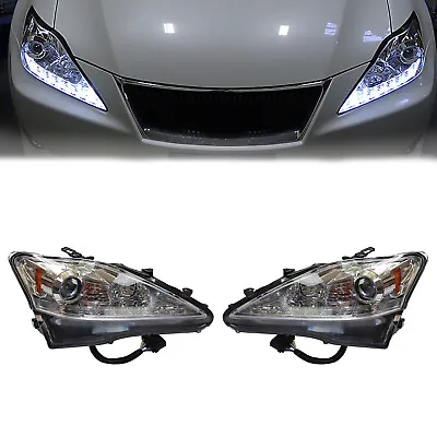 Headlights For 2006-2013 Lexus IS250 IS350 Left+Right LED DRL Projector Chrome • $271.66