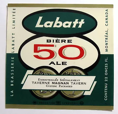 Brasserie Labatt LABATT 50 TAVERNE MAGNAN TAVERN  Beer Label CANADA 22oz • $1.95