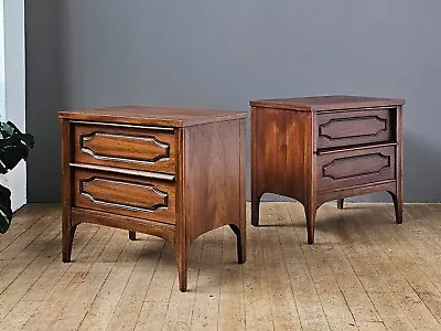 Rare Mid-Century Find 1960s Nightstands (2 Items) Kent Coffey In Walnut 2-Drawer • $900