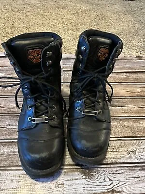 Milwaukee Men's Black Leather Motorcycle Boots Size 8 • $34.99