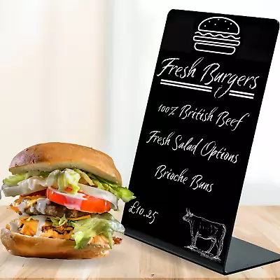 A4 Portrait Black Acrylic Menu Memo Sign Board Blackboard Countertop (DS38) • £10.67