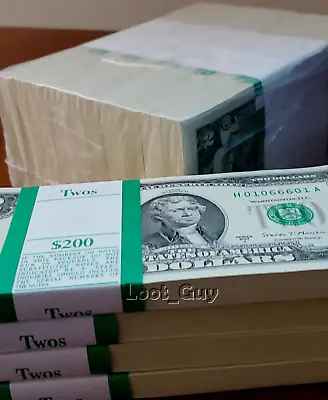 $279 • Buy Lot Of 100 Two Dollar Bills NEW $2 Uncirculated REAL MONEY